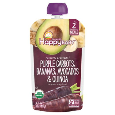 Happy Baby Organics Stage 2 Meals Purple Carrots Bananas Avocados And Quinoa Pouch - 4 Oz - Image 3