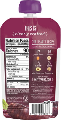 Happy Baby Organics Stage 2 Meals Purple Carrots Bananas Avocados And Quinoa Pouch - 4 Oz - Image 6