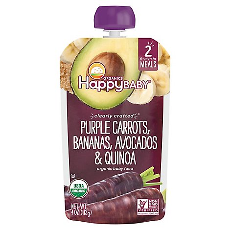Happy Baby Organics Purple Carrots Bananas Avocados & Quinoa - 4 Oz
