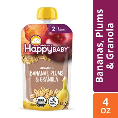 Happy Baby Organics Stage 2 Meals Bananas Plums & Granola Pouch - 16-4 Oz - Image 1