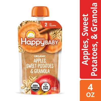 Happy Baby Organics Stage 2 Meals Apples Sweet Potatoes & Granola Pouch - 4 Oz - Image 1