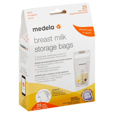 Medela Breastmilk Storage Bags, Ready to Use Breast Milk Storing Bags for  Breastfeeding, Self Standing Bag, Space Saving Flat Profile, 50 Count (Pack