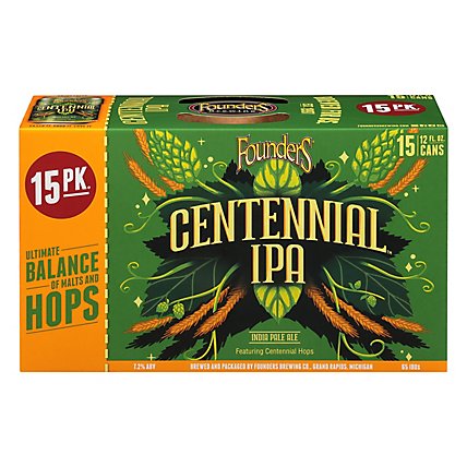 Founders Brewing Co. Beer Ale India Pale Centennial IPA Cans - 15-12 Fl. Oz. - Image 3