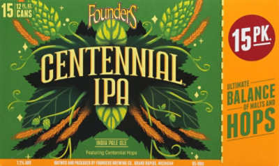 Founders Brewing Co. Beer Ale India Pale Centennial IPA Cans - 15-12 Fl. Oz. - Image 4