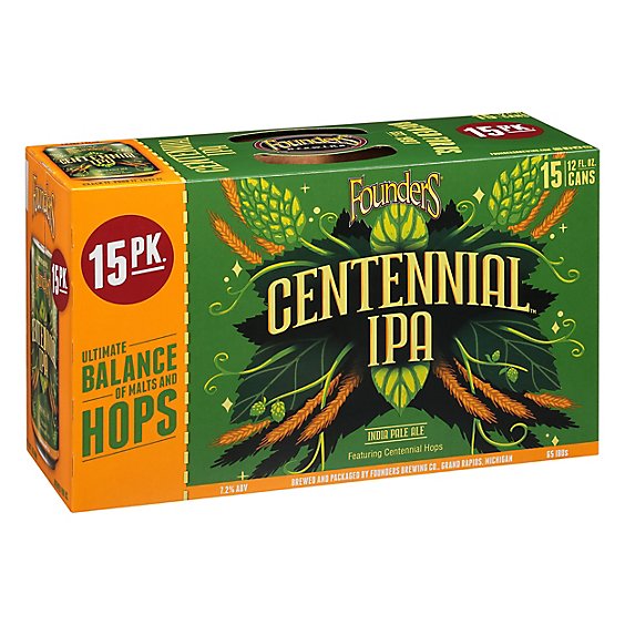 Founders Brewing Co. Beer Ale India Pale Centennial IPA Cans - 15-12 Fl. Oz.