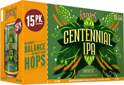 Founders Brewing Co. Beer Ale India Pale Centennial IPA Cans - 15-12 Fl. Oz. - Image 3