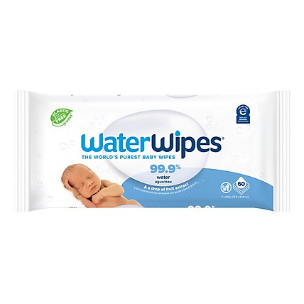 WaterWipes Unscented & Hypoallergenic for Sensitive Skin Biodegradable Baby Wipes - 60 count - Image 2