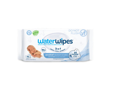 WaterWipes Plastic-Free Original Baby Wipes Unscented 99.9% Water Based Wipes - 60 Count - Image 1