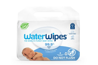 WaterWipes Plastic-Free Original Baby Wipes Unscented 99.9% Water Based Wipes - 240 Count