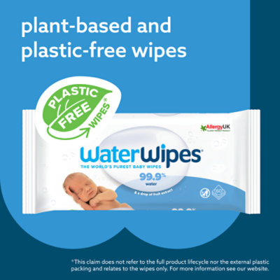 WaterWipes Plastic-Free Original Baby Wipes Unscented 99.9% Water Based Wipes - 240 Count - Image 4