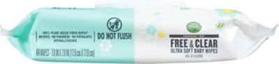 Open Nature Free & Clear Fragrance Free Ultra Soft Baby Wipes - 64 Count - Image 4