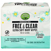 Open Nature Free & Clear Baby Wipes Ultra Soft Fragrance Free - 3-64 Count - Image 3