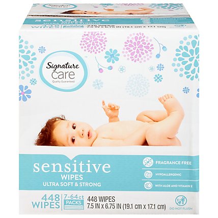 Signature Care Wipes Sensitive Ultra Soft & String Fragrance Free 3 Packs - 7-64 Count - Image 3