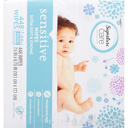 Signature Care Wipes Sensitive Ultra Soft & String Fragrance Free 3 Packs - 7-64 Count