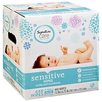 Signature Care Wipes Sensitive Ultra Soft & String Fragrance Free 3 Packs - 7-64 Count - Image 1