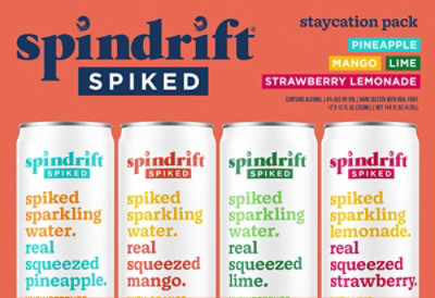 Spindrift Spiked Sparkling Water Staycation Variety Pack 4% ABV - 12-12 Fl. Oz. - Image 4