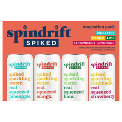 Spindrift Spiked Sparkling Water Staycation Variety Pack 4% ABV - 12-12 Fl. Oz. - Image 1