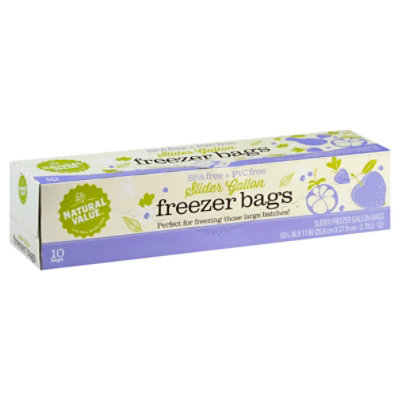 Natural Value Plastic Freezer Bags Gallon Slider - 10 Count