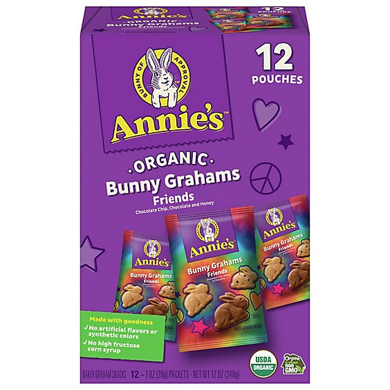 Annies Homegrown Friends Bunny Grahams Graham Snacks Organic Baked Box - 12-1 Oz