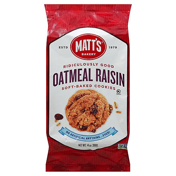 Matts Soft-Baked Cookies Oatmeal Raisin - 14 Oz