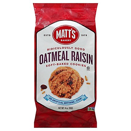 Matts Soft-Baked Cookies Oatmeal Raisin - 14 Oz - Image 1
