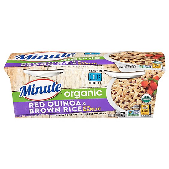 Minute Ready To Serve Organic Red Quinoa & Brown Rice With Garlic - 2-4.4 Oz