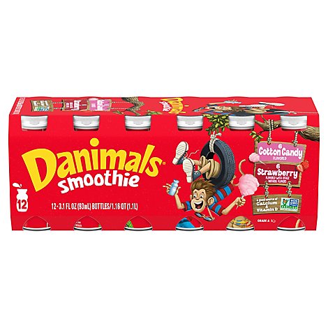Danimals Strawberry Explosion & Cotton Candy Smoothies Variety Pack - 12-3.1 Fl. Oz.