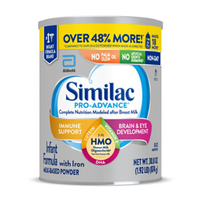 Similac Pro-Advance Infant Formula Non GMO with 2 FL HMO With Iron Powder - 30.8 Oz