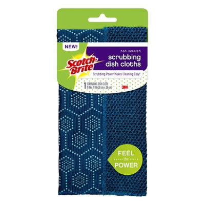 Scotch-Brite Scrubbing Dish Cloth Navy Hexagon Pattern 11 Inch x 11 Inch - Each