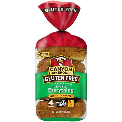 Canyon Bakehouse Everything Bagels Gluten Free Bagels 100% Whole Grain Frozen 4 Count - 14 Oz - Image 2