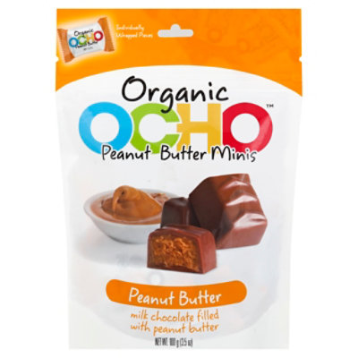 OCHO Organic Candy Bar Peanut Butter Minis Pouch - 3.5 Oz