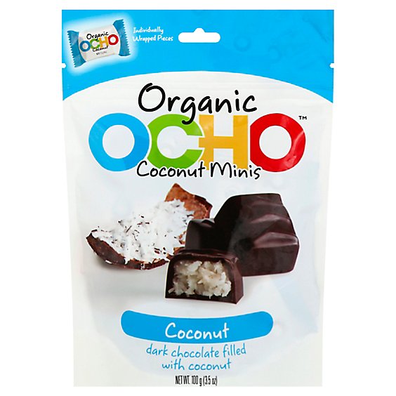 OCHO Organic Candy Bar Coconut Minis Pouch - 3.5 Oz