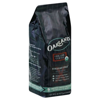 Oakland Brand Organic Coffee Straight Edge Decaf Blend Medium Dark Roast - 12 Oz