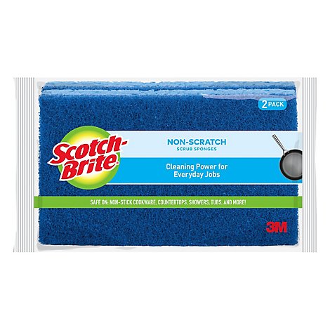 Scotch-Brite Scrub Sponge Non Scratch 6.5 Inch x 3.5 Inch x 0.6 Inch Large - 2 Count