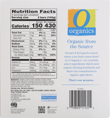 O Organics Fruit Bars Coconut - 6-2.45 Oz - Image 7