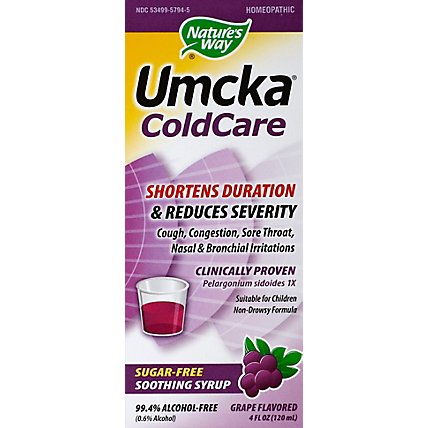 Natures Way Umcka Coldcare Sugar Free Grape Flavor Soothing Syrup - 4 Oz - Image 2