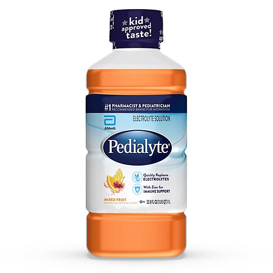 Pedialyte Electrolyte Solution Ready To Drink Mixed Fruit - 33.8 Fl. Oz.