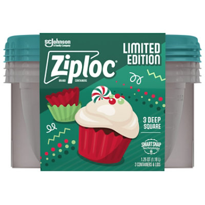 Ziploc Holiday Limited Edition Festive Green Reusable Deep Square