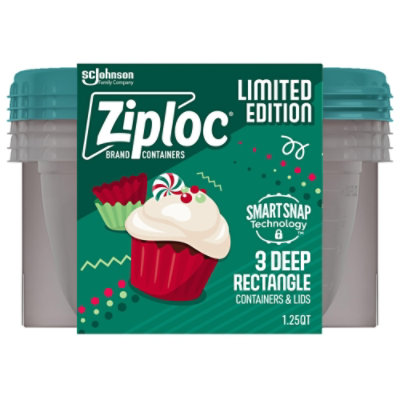 Ziploc Holiday Limited Edition Festive Green Reusable Deep Square Containers With Lid - 3 Count - Image 2