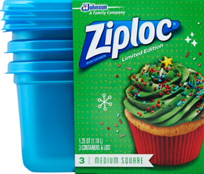 Ziploc Container Medium Square Blue Holiday - 3 Count - Image 2