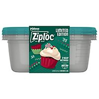 Ziploc Holiday Limited Edition Festive Green Deep Rectangle Containers With Lid - 2 Count - Image 2