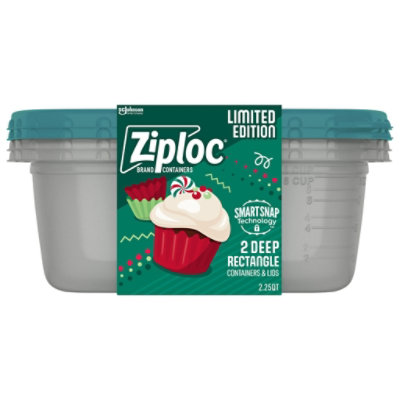 Ziploc Holiday Limited Edition Festive Green Deep Rectangle Containers With Lid - 2 Count - Image 2