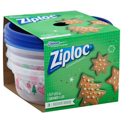  Ziploc Round Storage Containers, Medium, 3 Count