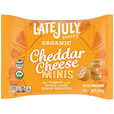 Late July Organic Mini Cheddar Cheese Rich Crackers - 8-1.125 Oz