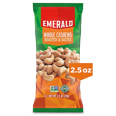 Emerald Whole Cashew Tube Nuts - 2.5 Oz