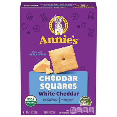 Annies Homegrown Crackers Organic Baked Snack White Cheddar Squares Box - 7.5 Oz - Image 3