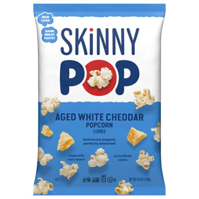 SkinnyPop Real Aged White Cheddar Cheese Popcorn Grocery Size Bag - 4.4 Oz - Image 2