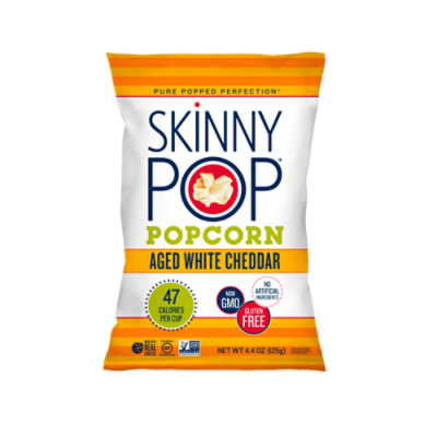SkinnyPop Real Aged White Cheddar Cheese Popcorn Grocery Size Bag - 4.4 Oz