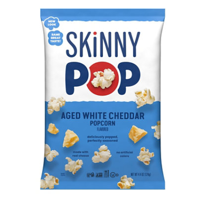 SkinnyPop Real Aged White Cheddar Cheese Popcorn Grocery Size Bag - 4.4 Oz