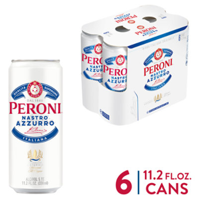 Peroni Nastro Azzurro Beer Import Pale Lager 5.1% ABV Cans - 6-330 ML